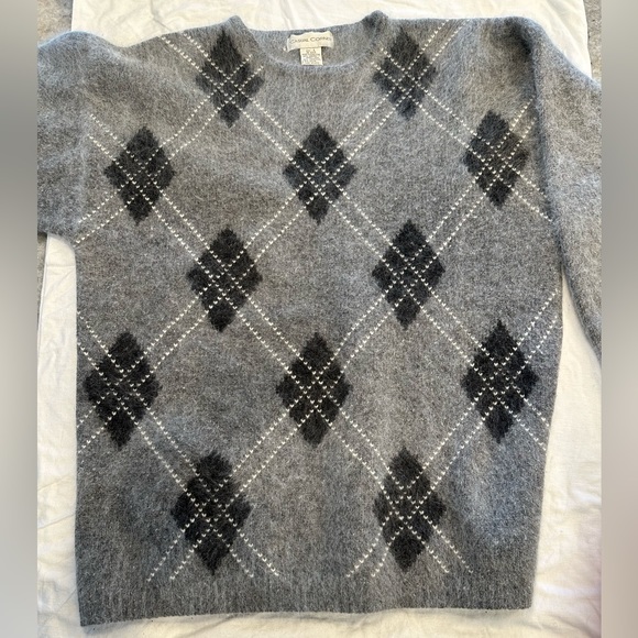 Casual Corner Angora wool blend argyle front sweater. - Picture 1 of 7
